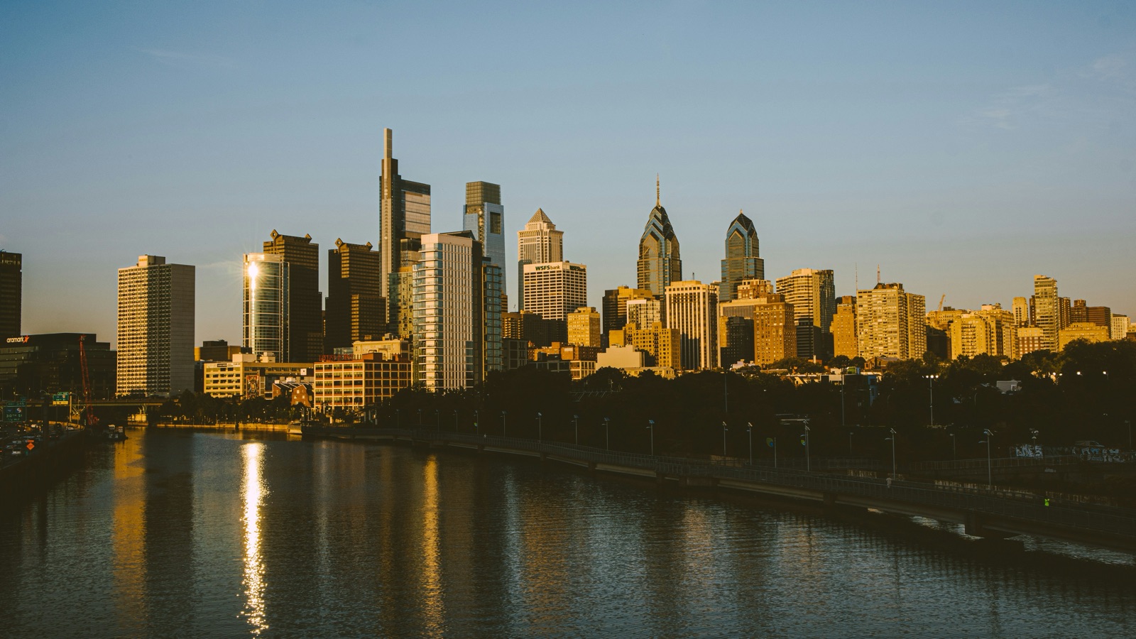 The Philadelphia city skyline during the day
